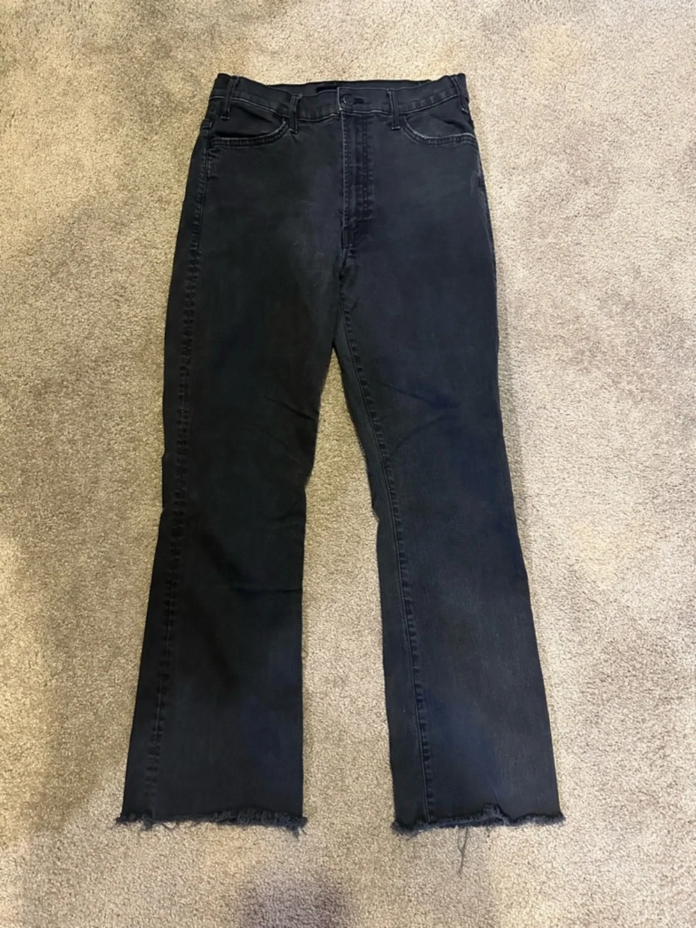 Mother The Hustler Ankle Fray Not Guilty Wash Jeans Denim Crop